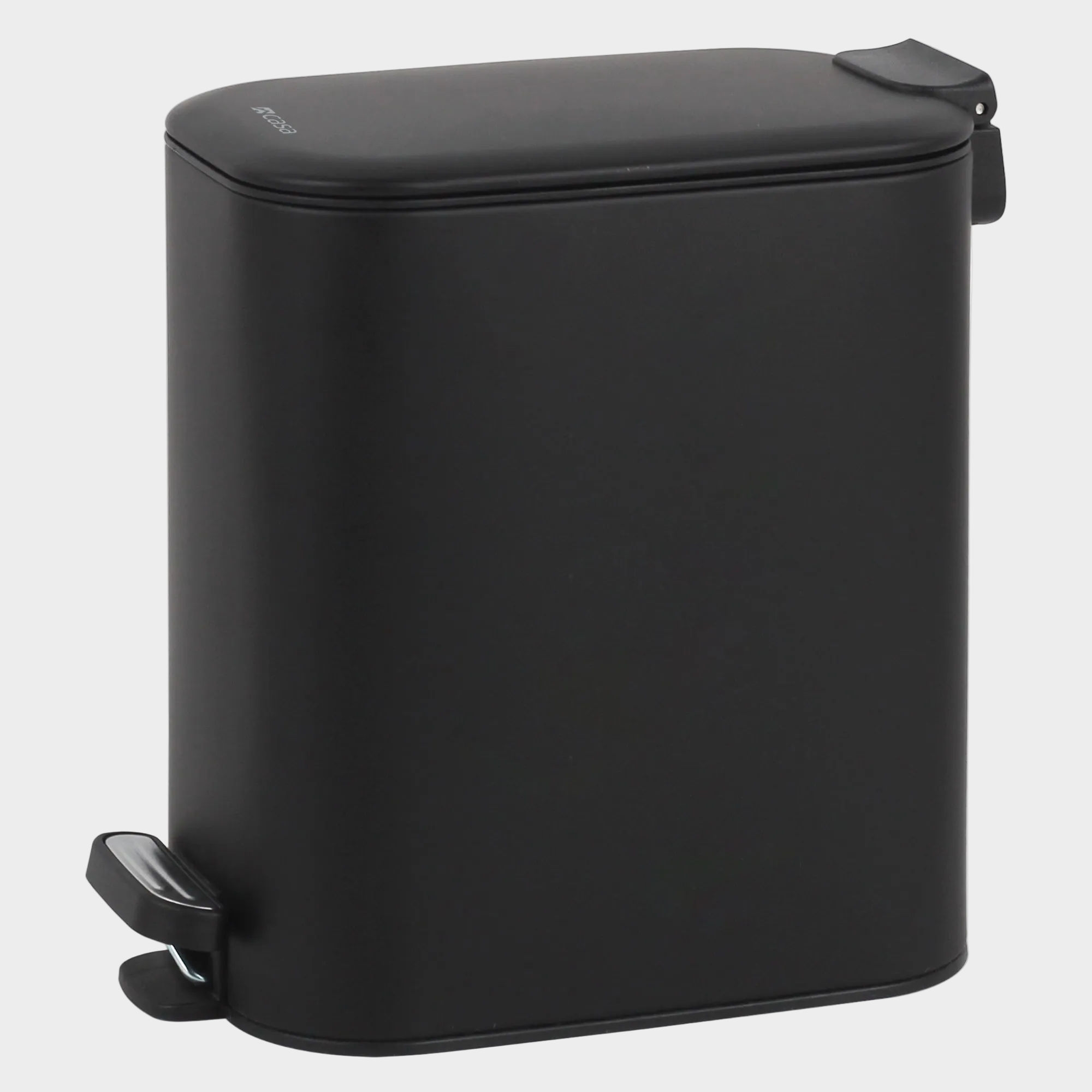 CASA 6L Slimline Rectangular Steel Pedal Bin Soft-Close Lid Black Portofino
