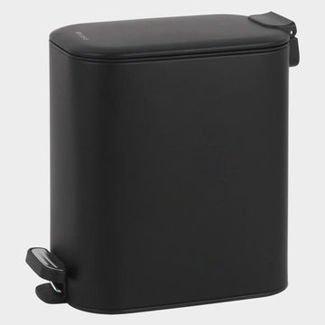CASA 6L Slimline Rectangular Steel Pedal Bin Soft-Close Lid Black Portofino