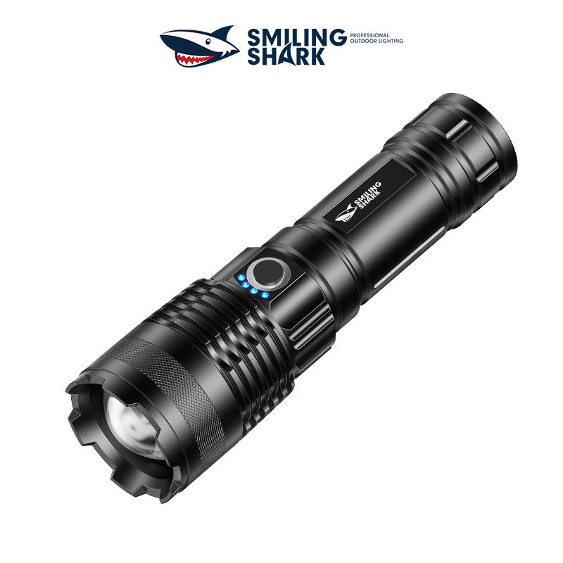 Smiling Shark X71 Super Bright 6000LMS Led Torch 5 Modes Type-C Rechargeable Flashlight Lighting Zoomable Waterproof