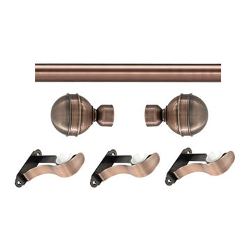 Matoc 28mm Single Pole Set - Fluted Ball Finials - Antique Copper - 3.5m
