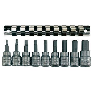 9PC 3/8inch Drive Hex Bit Socket Set on Clip Rail
