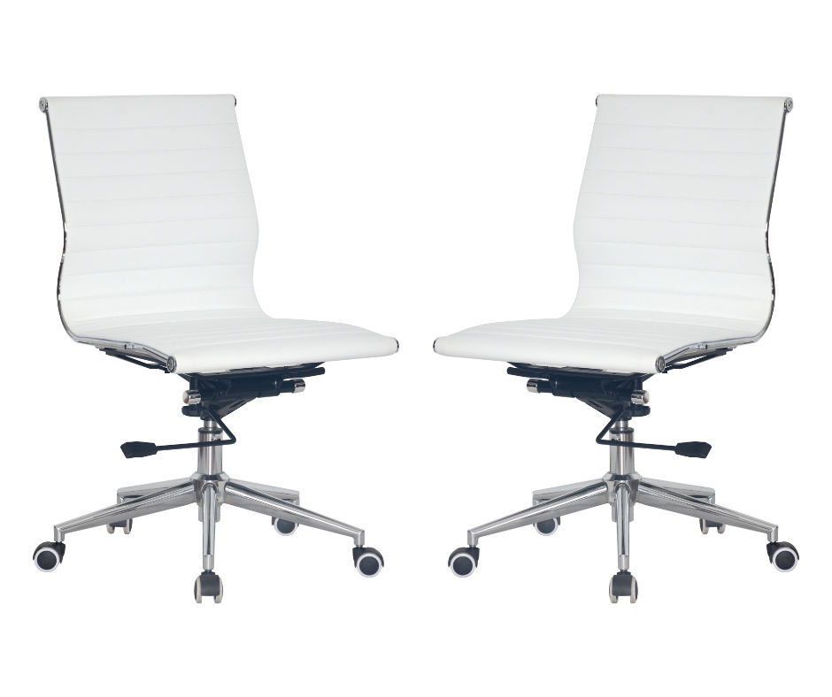 TOCC Ribbed Medium Back Office Chair - No Arms - Set of 2 - White