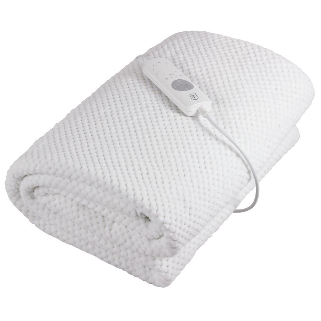 PURE PLEASURE Single Coral Fleece Fitted Electric Blanket W/ Skirt 91x188 Single 8 Heat Setting Controller with Timer 24 Month Warranty