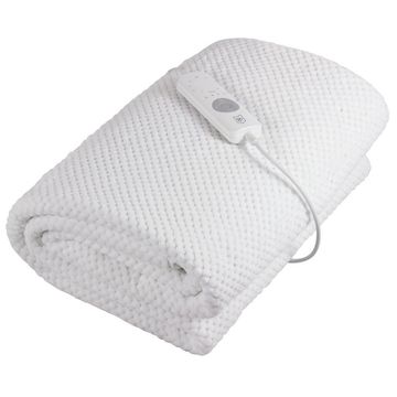 PURE PLEASURE Single Coral Fleece Fitted Electric Blanket W/ Skirt 91x188 Single 8 Heat Setting Controller with Timer 24 Month Warranty