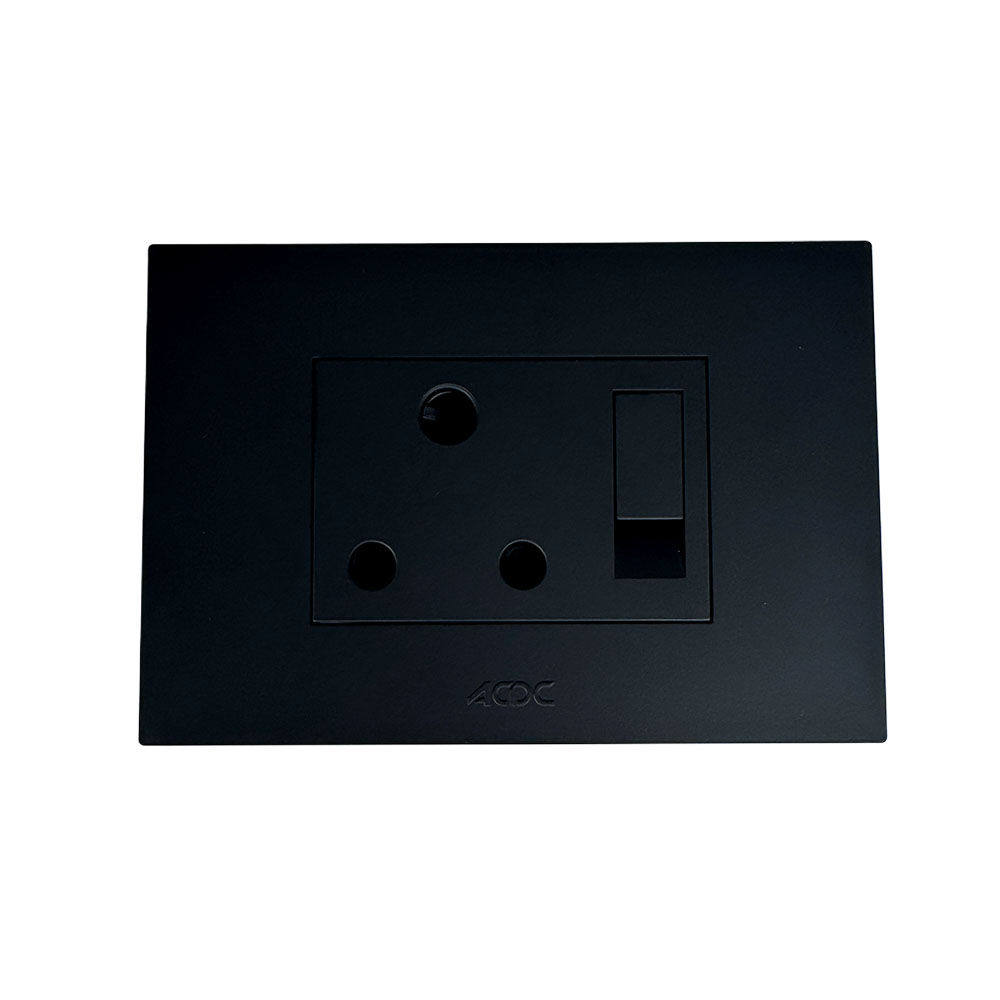 ACDC - Black Orion 16A Switched Socket Outlet (Pre-Assembled)