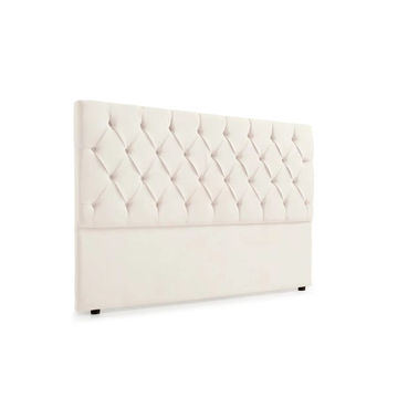 Bella Deep Buttoned Velvet Headboard - Cream - Double