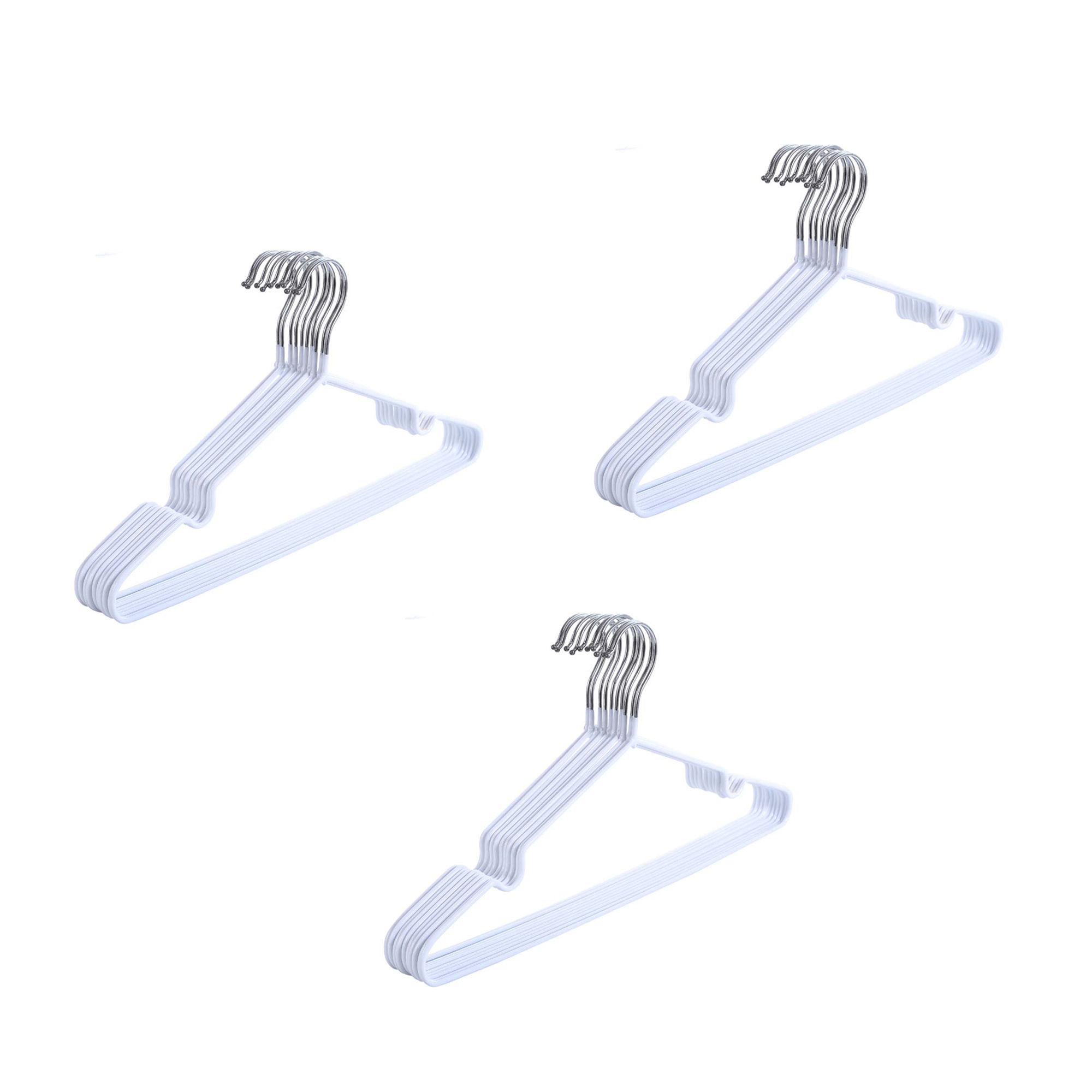 CLH-801, Stainless Steel Plastic Dipping Clothes Hanger-Kids-30pack - White