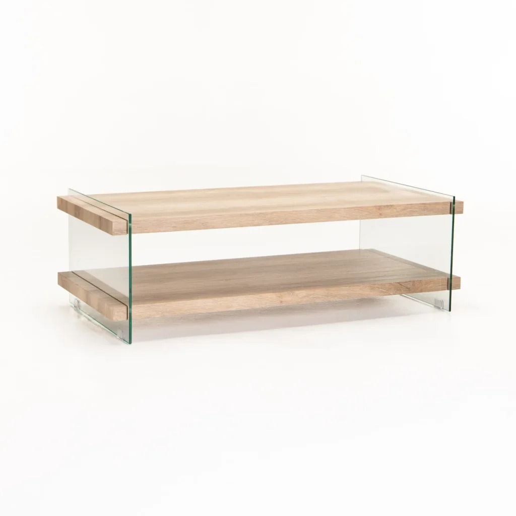 110x55cm Modern 8mm Tempered Glass Coffee Table