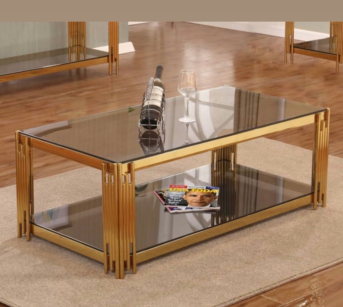EFURN- Lucinda Gold pipe design coffee table
