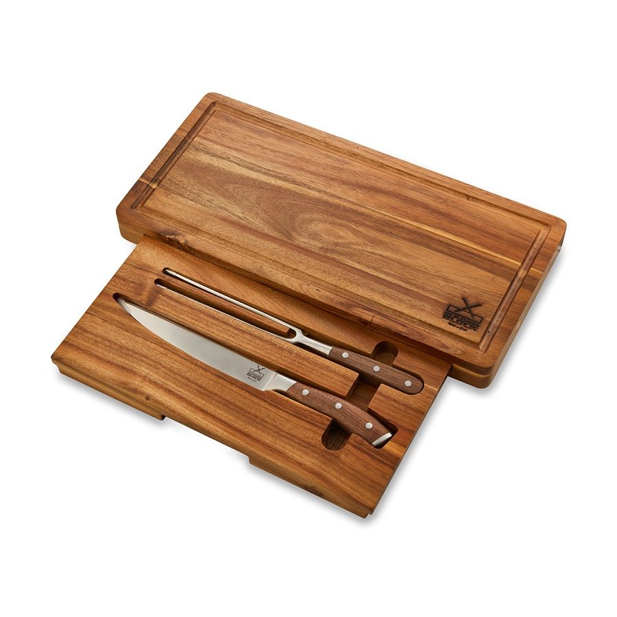 Cutting Board with Draw and Carving Knife Set (2 pieces)