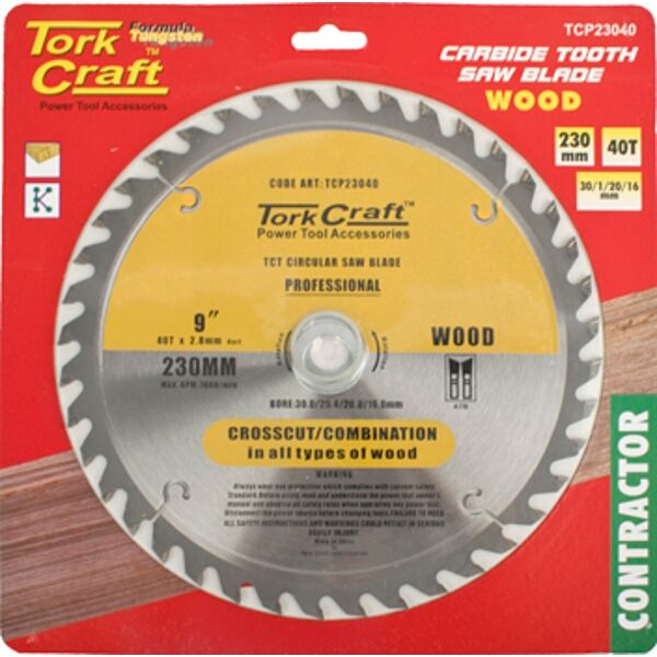 Blade Contractor 230 X 40T 30/1/20/16 Circular Saw Tct