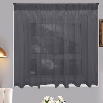 Matoc Designs Café Curtain - Mystic Voile - Dark Grey - Taped - Single Layer - 300cm W x 120cm H