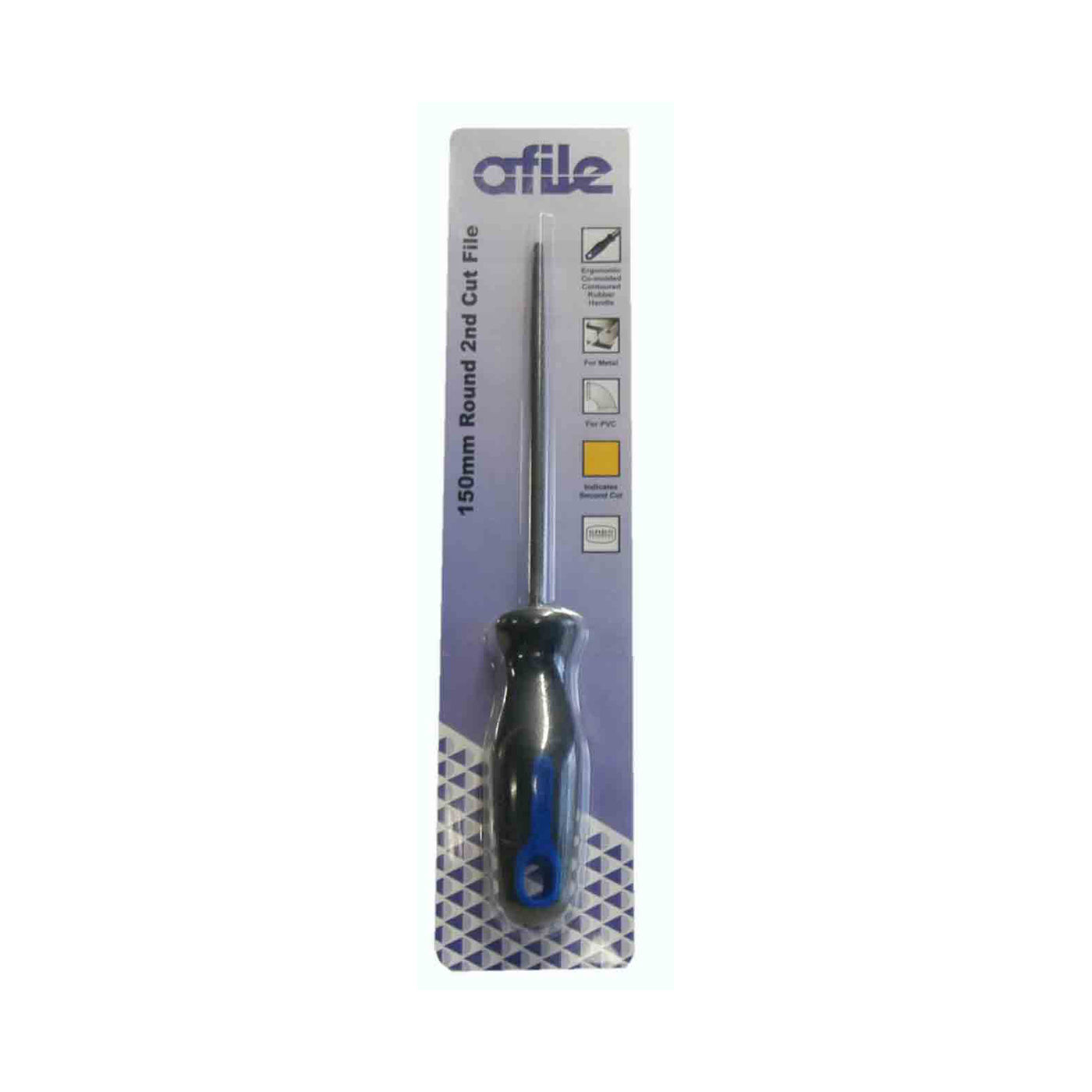 Afile - Round 2nd Cut File - Handled - 150mm - 2 Pack