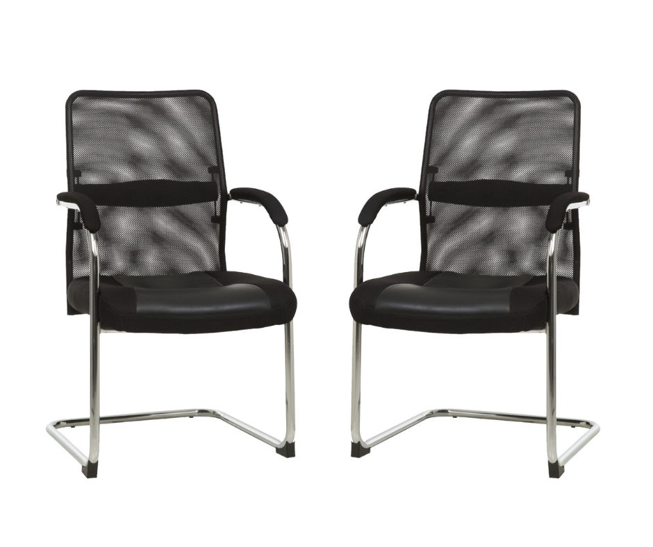 TOCC Nuvo Black Netting Visitor Chair – Set of 2