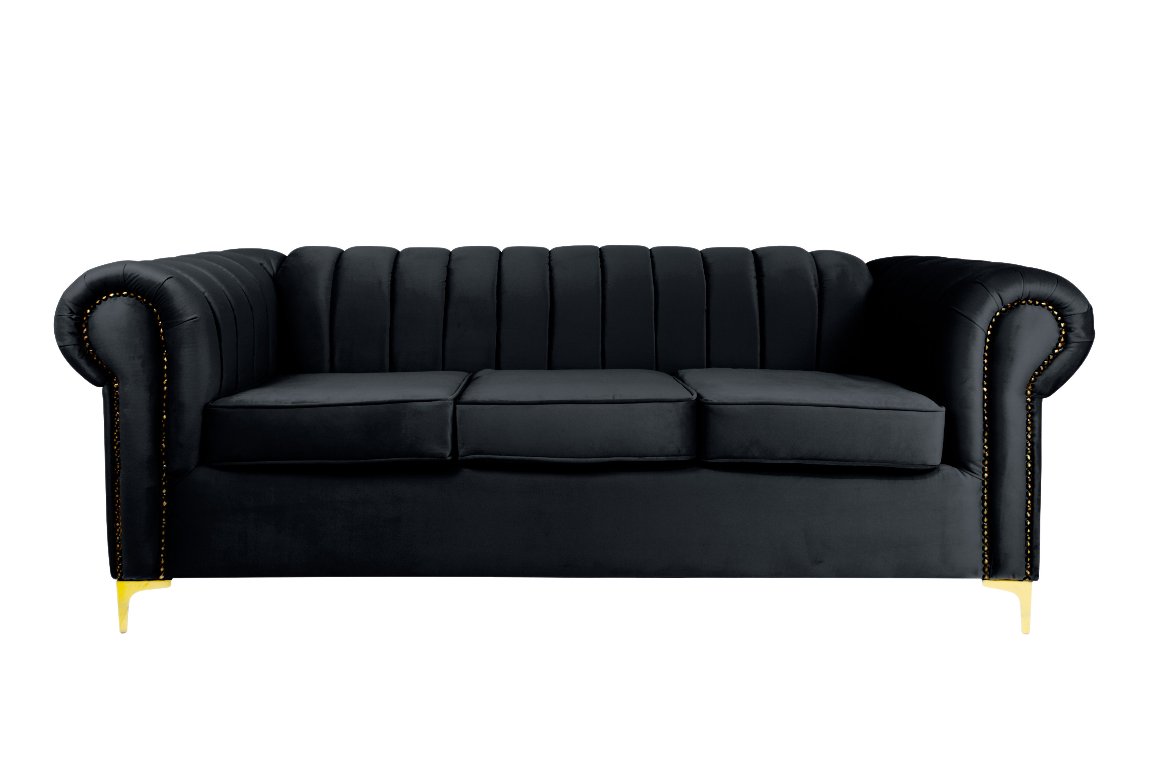 Latina 3 Seater Stripe Couch - Black