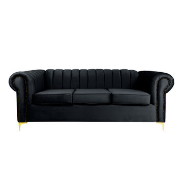 Latina 3 Seater Stripe Couch - Black