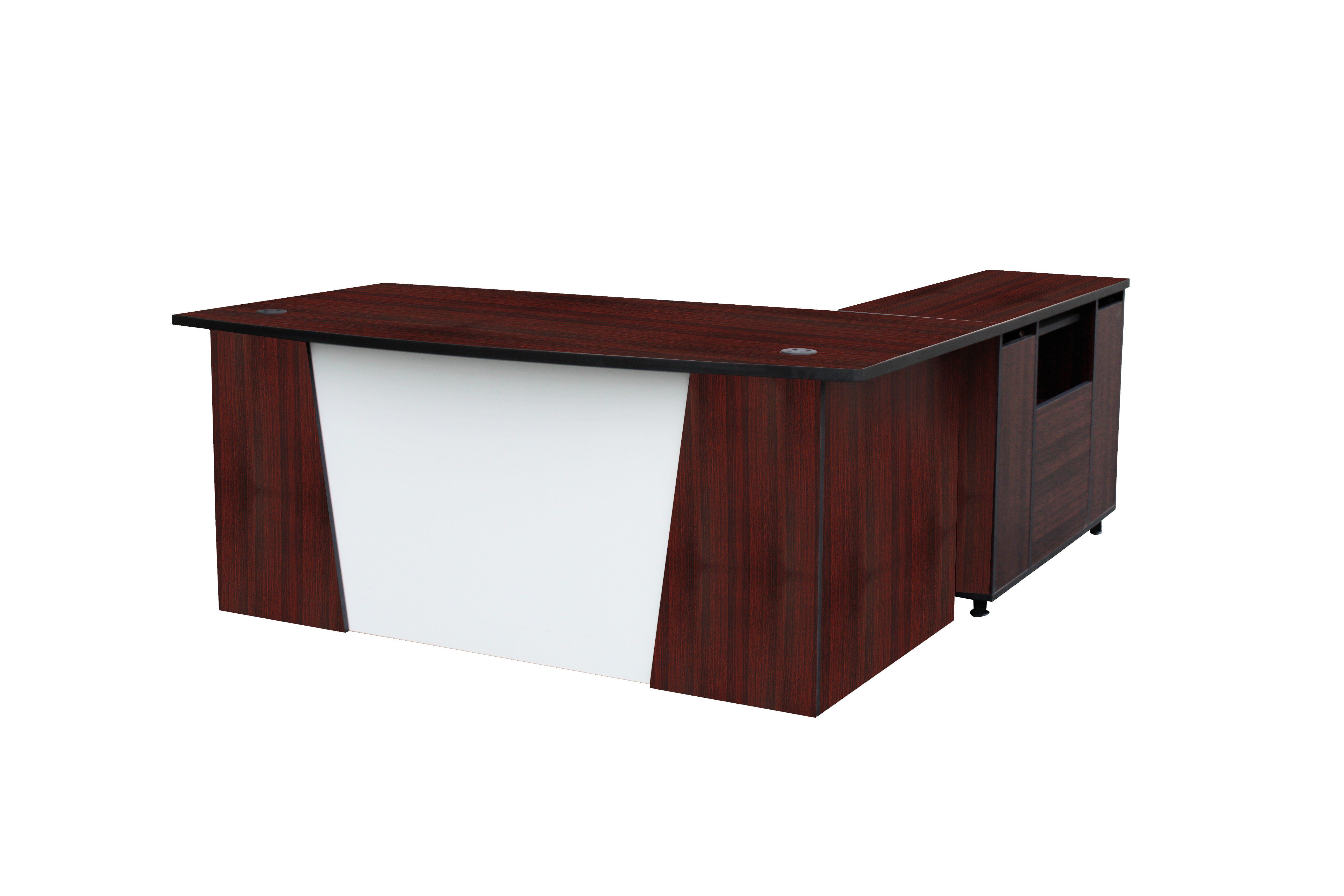 MaqelepoFurn - Mahogany 3 Drawer Pedestal & Credenza Cluster Desk