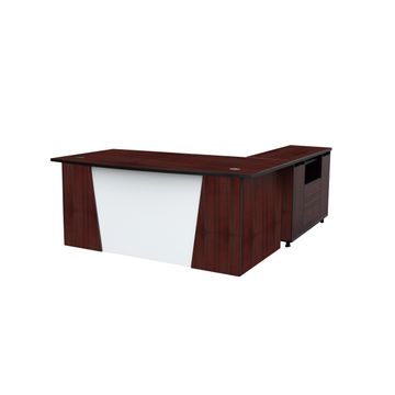 MaqelepoFurn - Mahogany 3 Drawer Pedestal & Credenza Cluster Desk