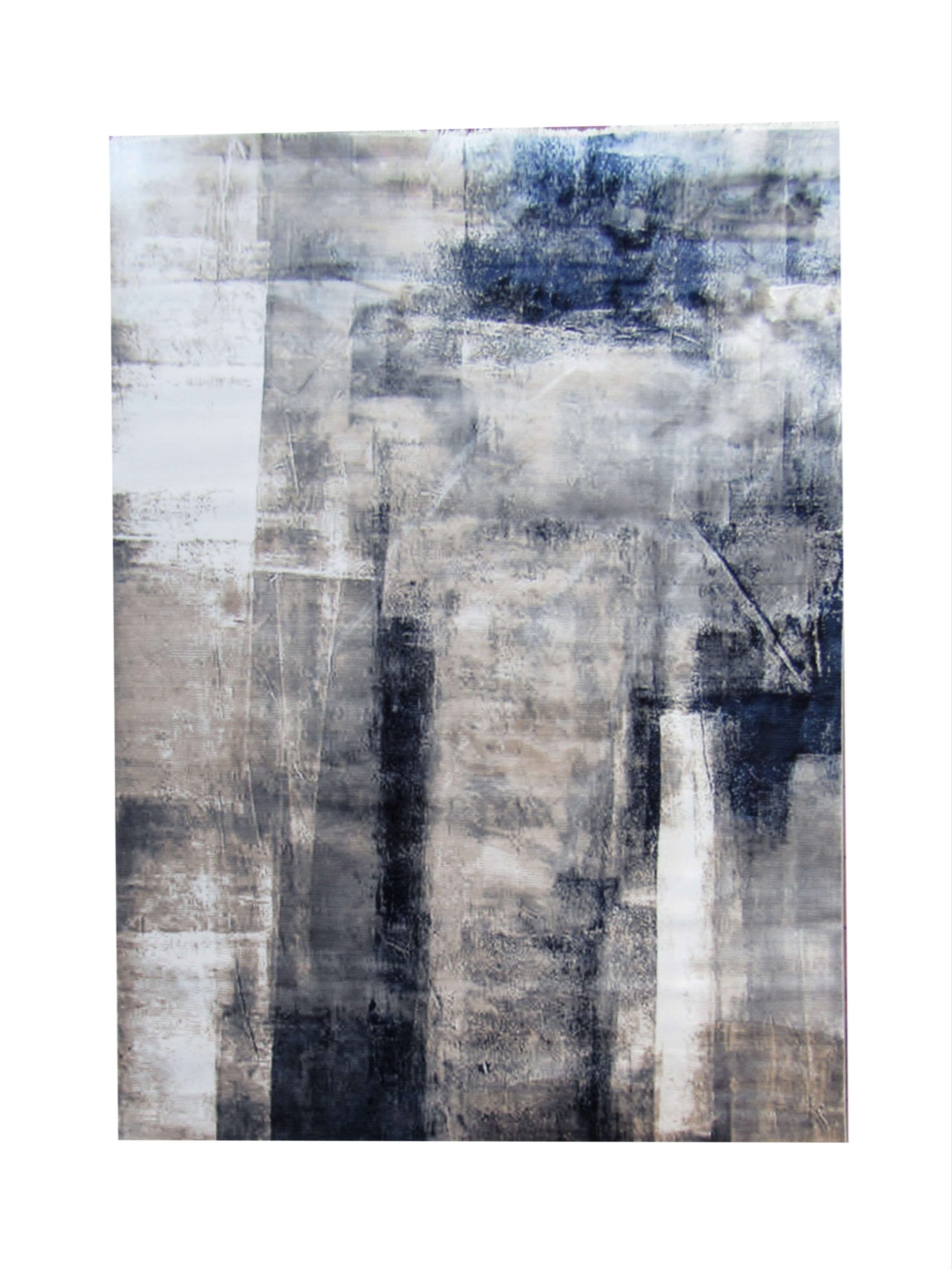 BK Carpets & Rugs - Modern Abstract Art Indoor Area Rug - 2m x 2.9m - Beige - Blue - Grey