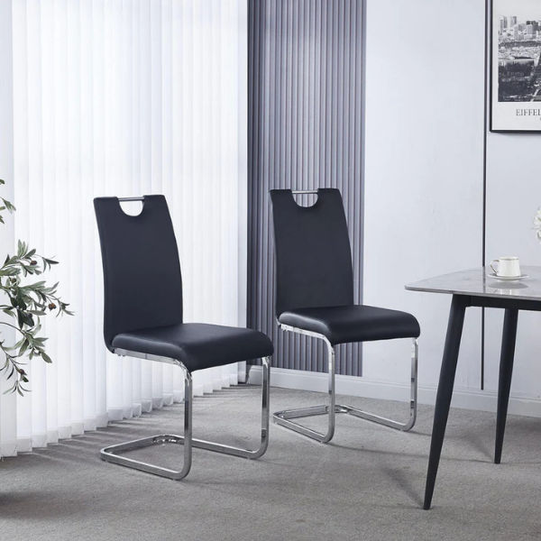 Merc Faux Leather Dining Chair – Black