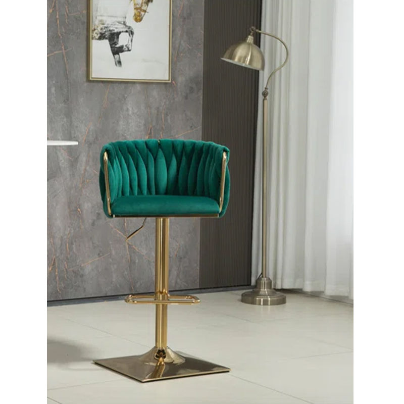 KC FURN-Quinn Swivel, Adjustable Height Bar Stool(Emerald))
