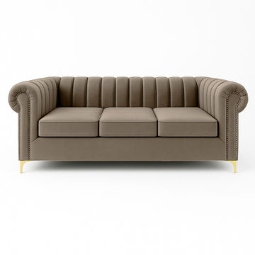 Latina 3 Seater Stripe Couch Brown