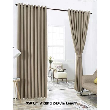 90% Blockout Beige Eyelet Curtain-350 Cm Width x 240 Cm Length