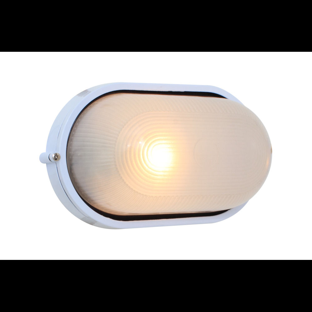 Oval Large Plain B/Head 280mm White 1x100w
