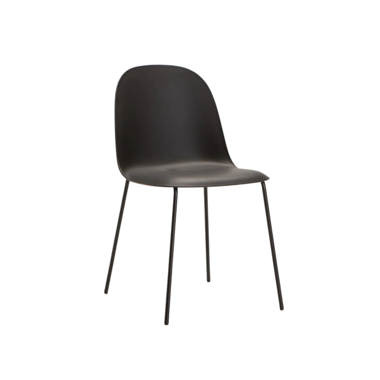 Modern Curved Polypropylene Dining Chair - Black