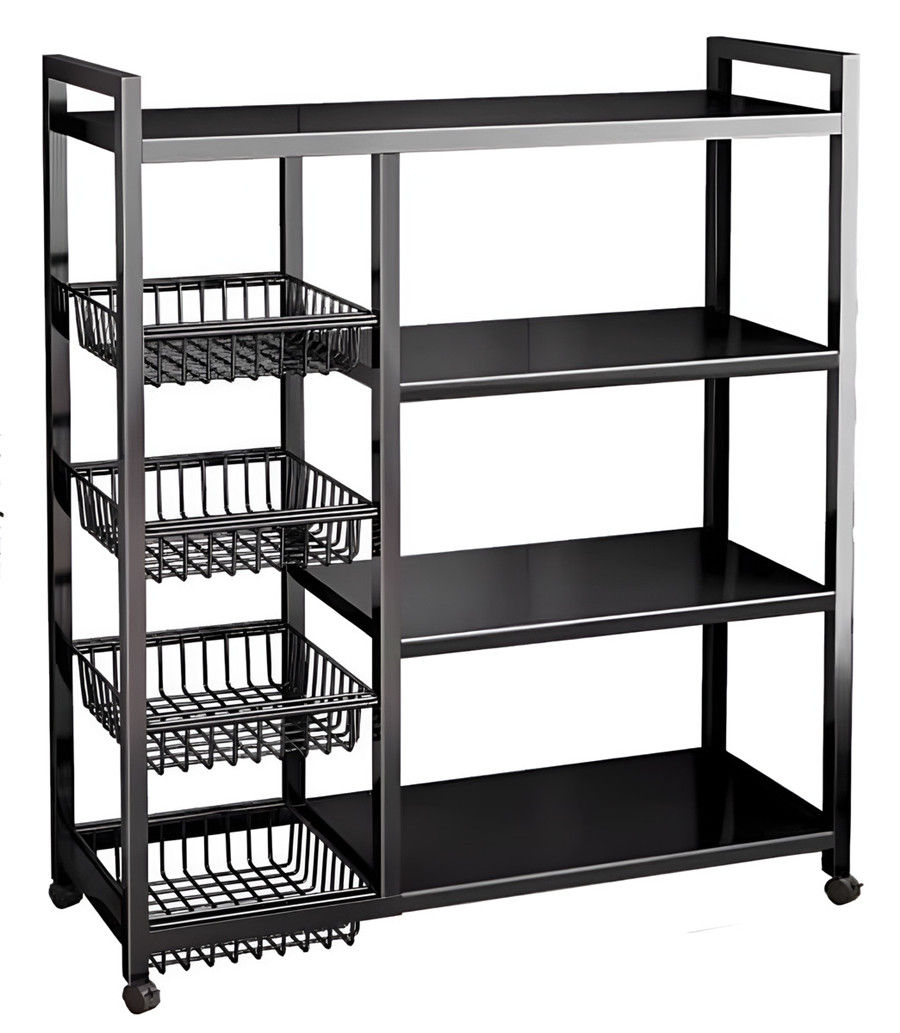 HOMEPOLA Four-Layer Metal Storage Rack, Organizer, With Wheels For Mobility - 120cm four storage basket