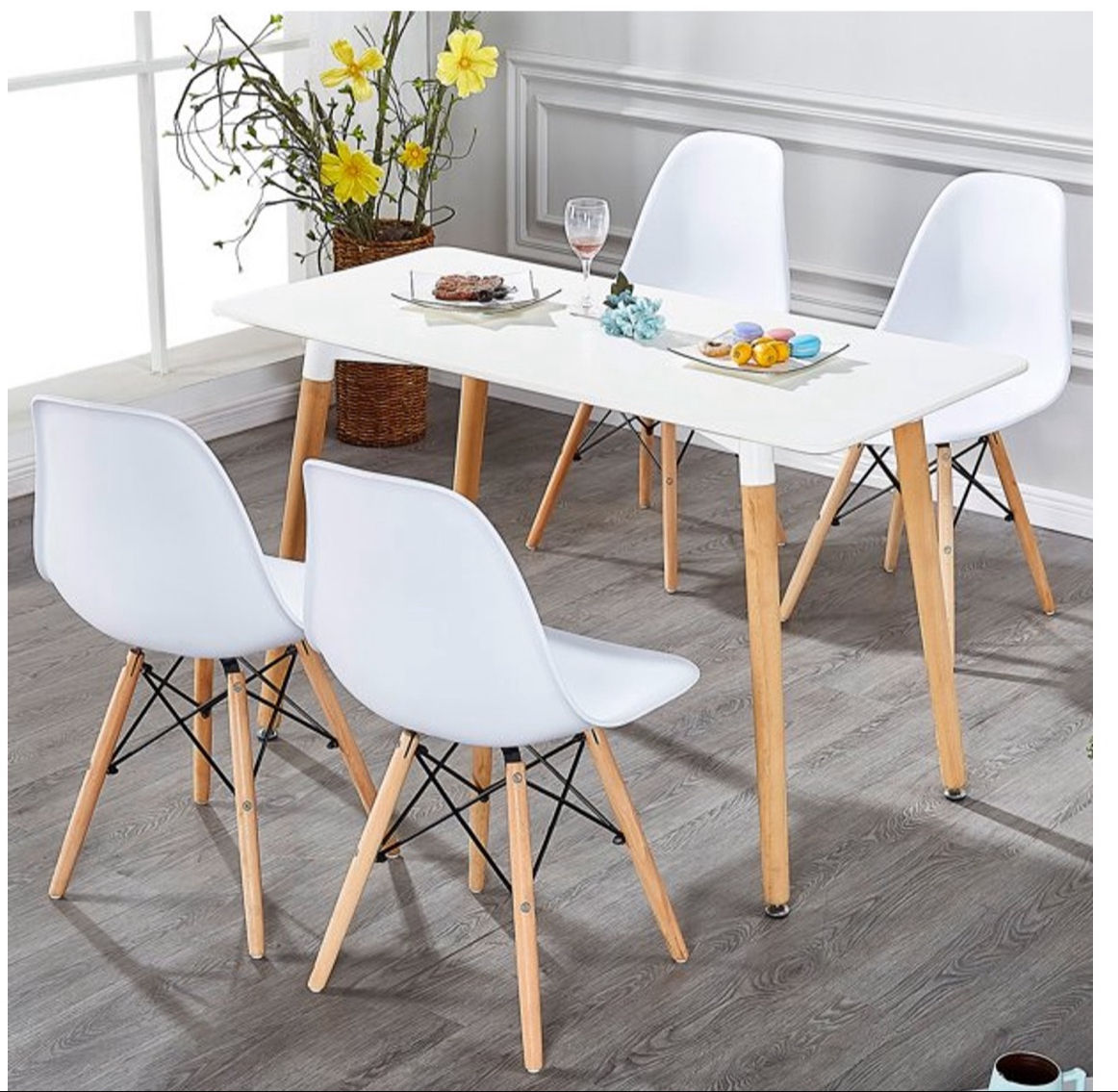 IG Furn- Emma 5pc Wooden Dining Set White