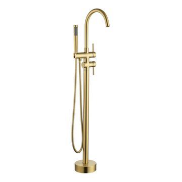 FLOOR MOUNTED BATH MIXER WITH HAND SHOWER - GOLD