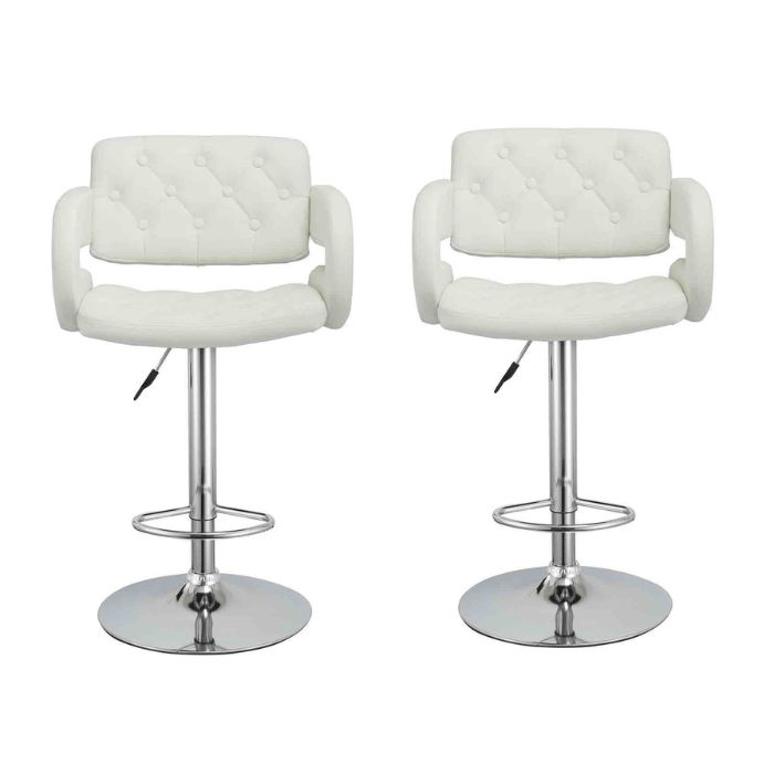 Bar Stools / Kitchen Counter Breakfast Chairs - 2 Pack - White