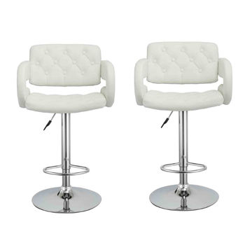 Bar Stools / Kitchen Counter Breakfast Chairs - 2 Pack - White