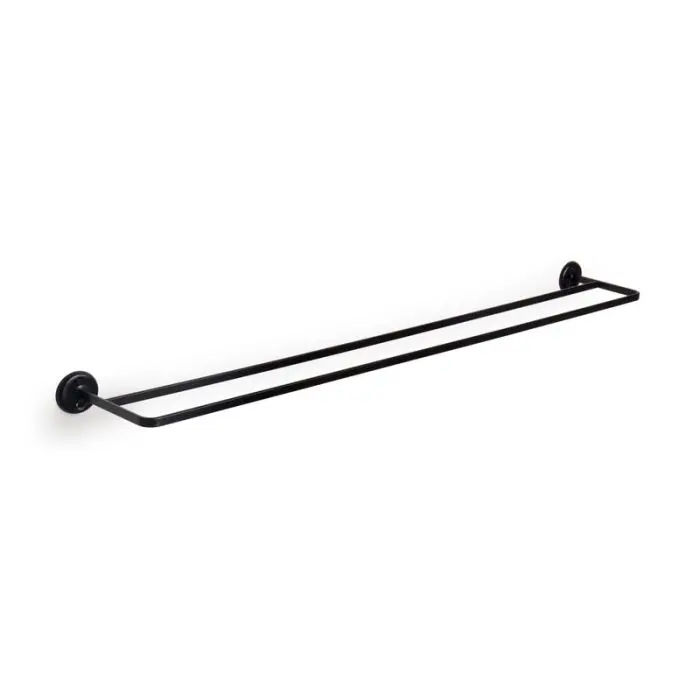 Woodly Double Towel Rail, Stainless Steel, Black, 800mm