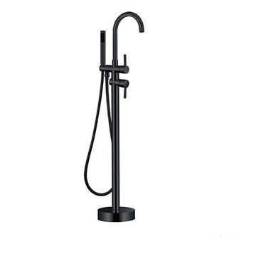 FLOOR MOUNTED BATH MIXER WITH HAND SHOWER - BLACK