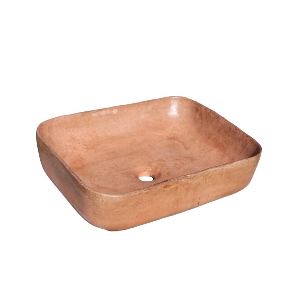 Terracotta concave rectangle concrete basin 520x400x130mm