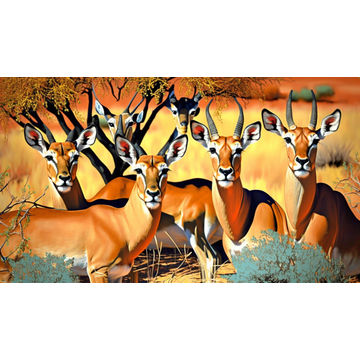 Canvas Wall Art - Canvas Wall Art-Group of Impala - B1166 - [120 x 80 cm]