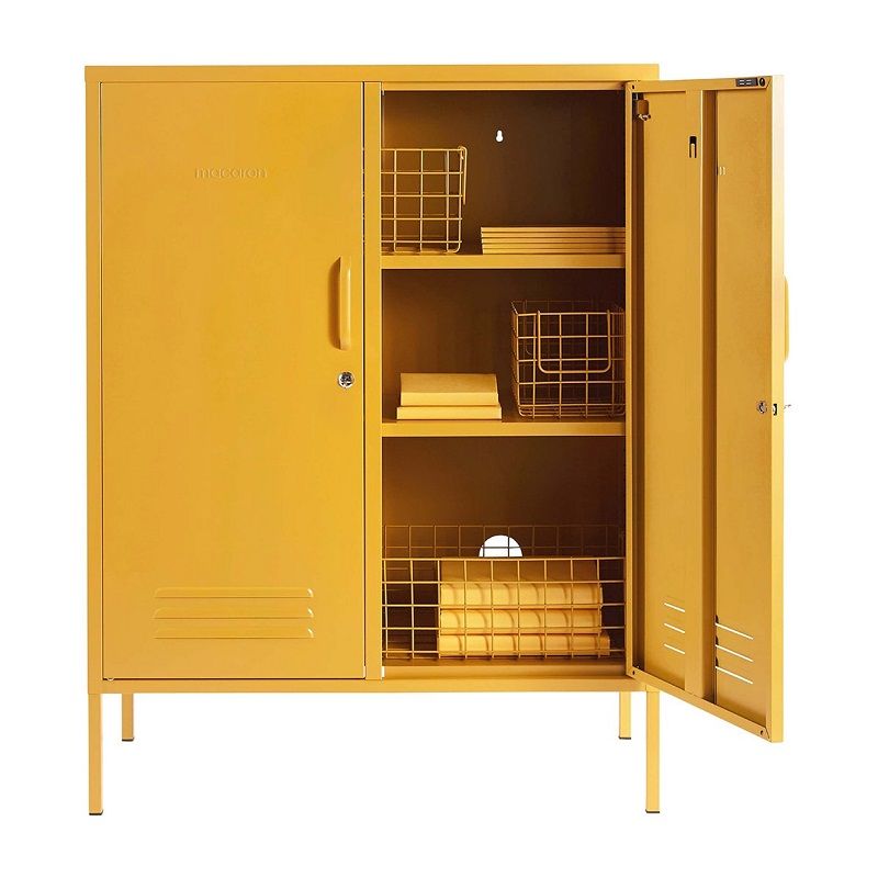 Steel Swing Door Sideboard Midi Storage Cabinet - Mustard Yellow