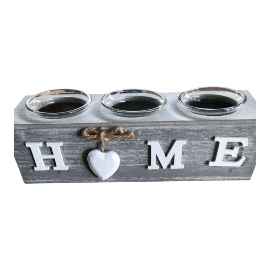 MHome Heart-Shaped Wooden Tealight Candle Holders 3 HOLDER