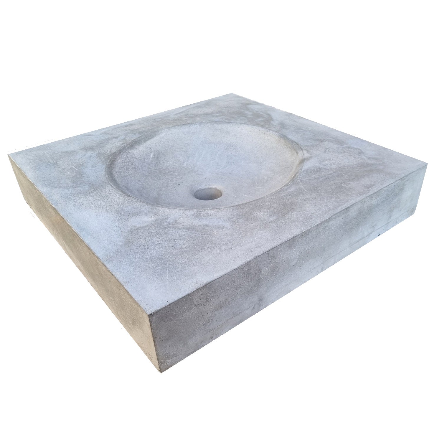 Grey flat square concrete basin 50 x 50 cm