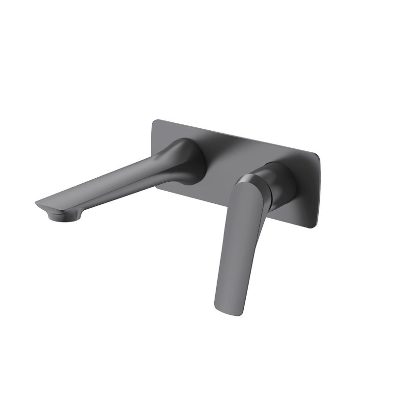 Fabro Wall Mounted Basin Mixer Brass-Gun Metal Grey