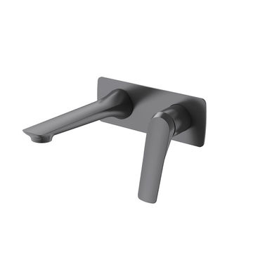 Fabro Wall Mounted Basin Mixer Brass-Gun Metal Grey