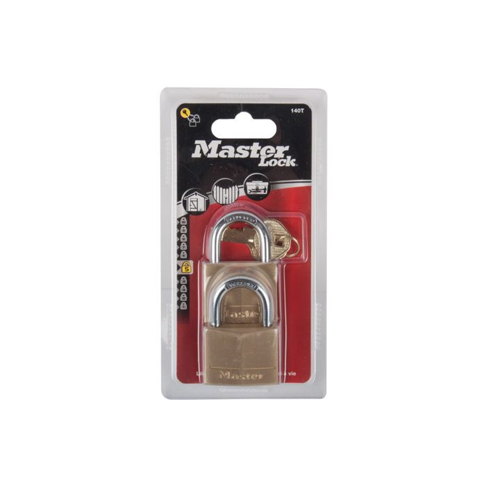 Mackie 50mm Keyd Alike Master Brass Pad Lock - 2 Pack
