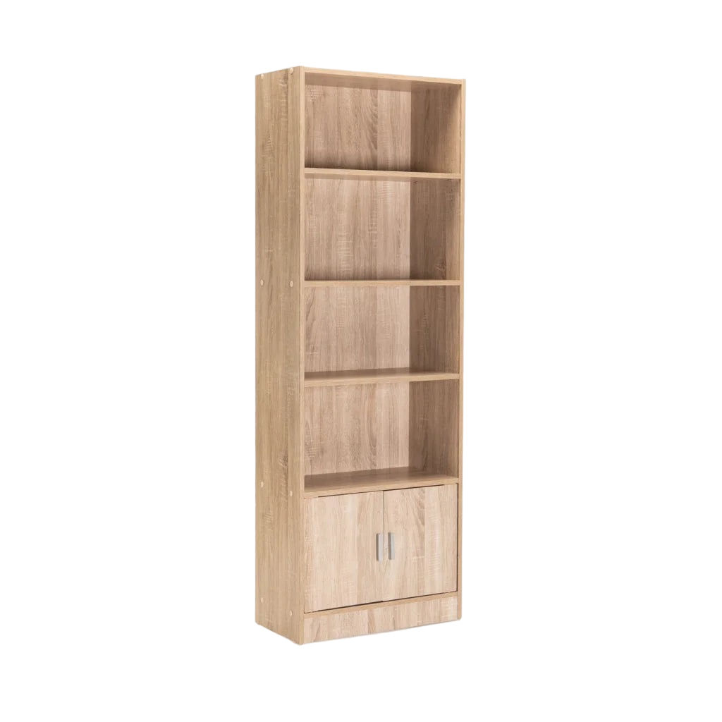 Vividitto - Rampu 2 Door 4 Shelf Bookcase - Oak