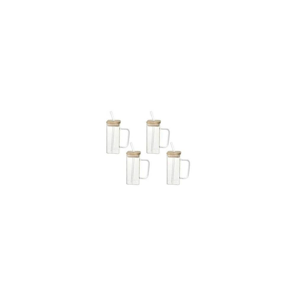 Tumbler Drinking jar with a straw makes 400 ml Bottle With Drinking Glass (Pack of 4, White)