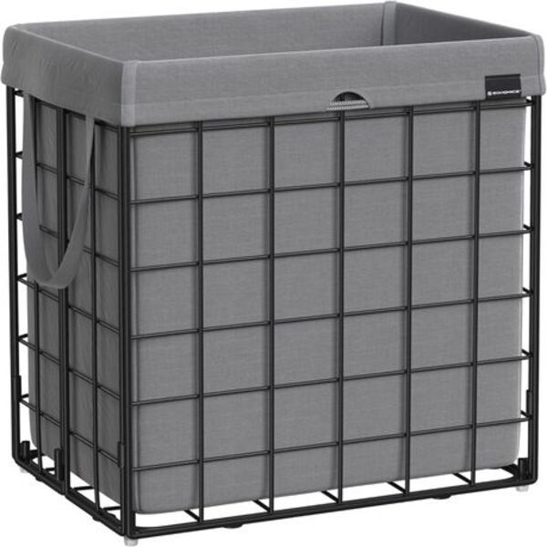 90L Laundry Basket – Foldable, Wire Frame, Breathable Fabric Liner