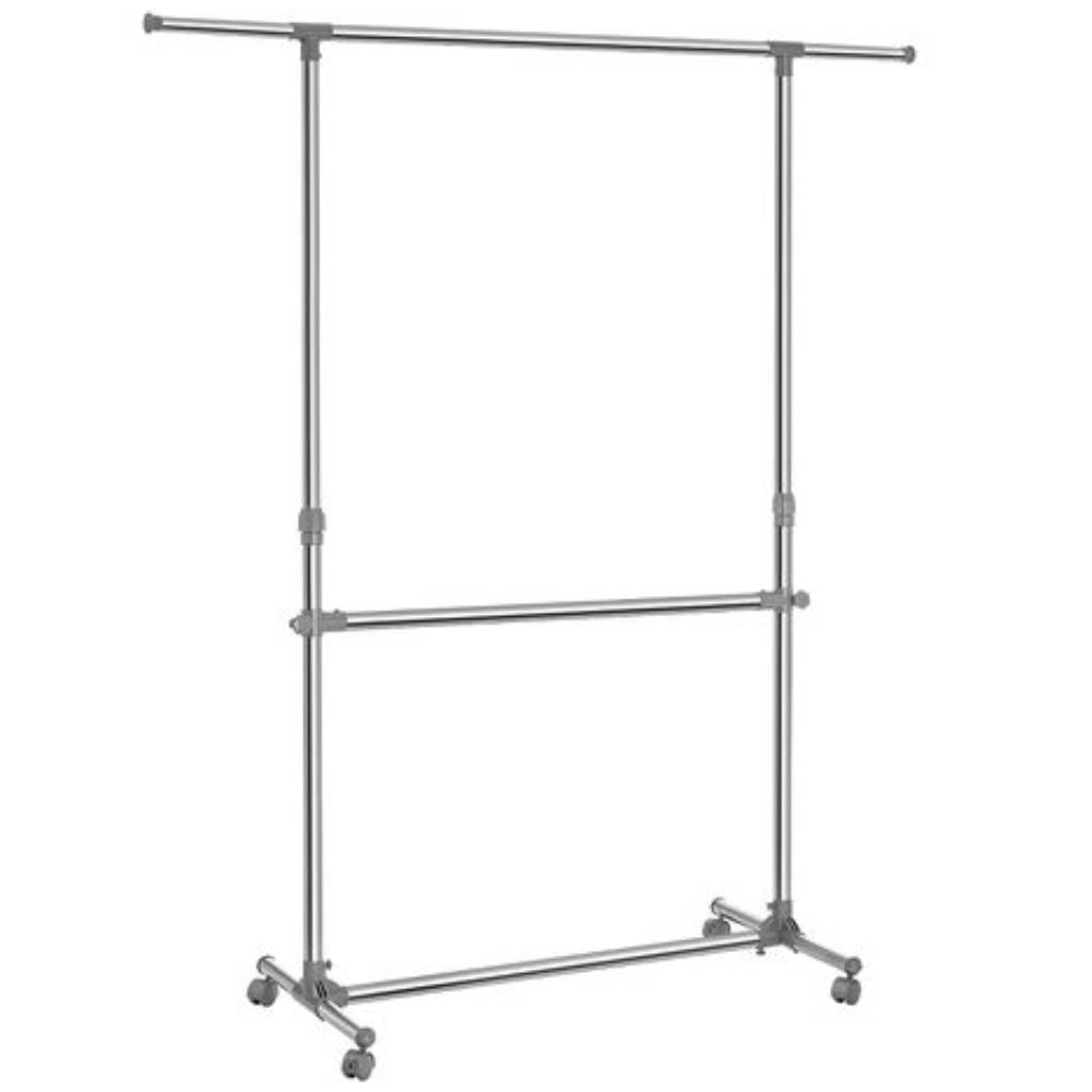 Double Clothing Rack with Wheels – Extendable Rail for Extra Storage