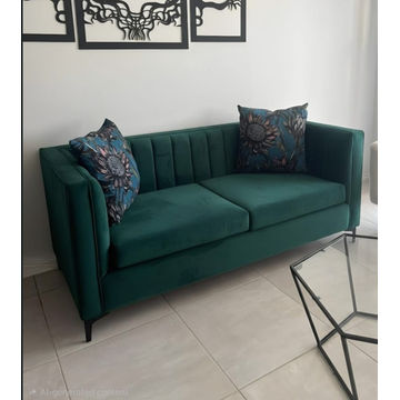 Cushara Velvet 2 Seater Couch- Green - Velvet