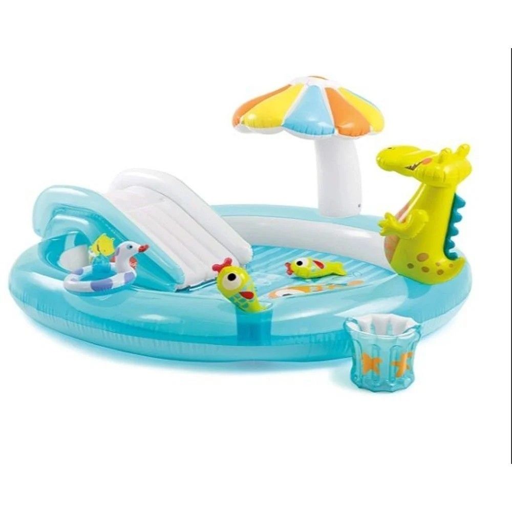 Inflatable Kids Swimming Pool with Slide, Dinosaur Design, Water Play Centre